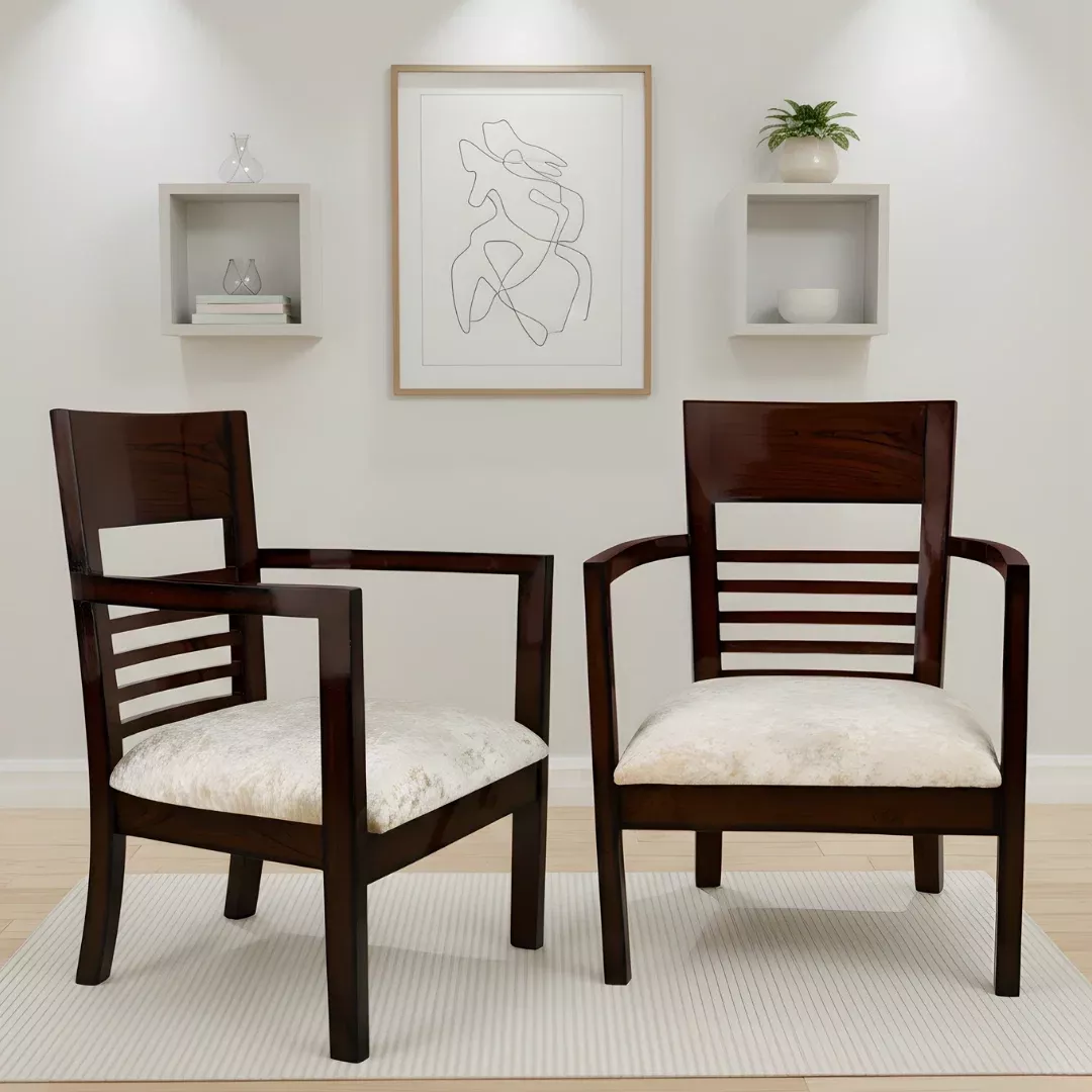 Spring Brown Accent Wooden Arm Chairs (Brown)