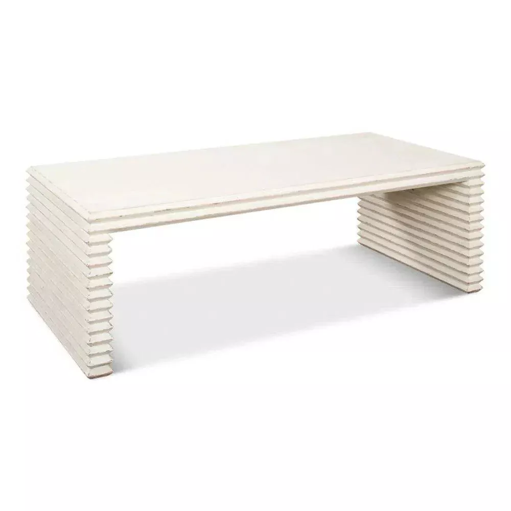 Stacked Antique White Coffee Table