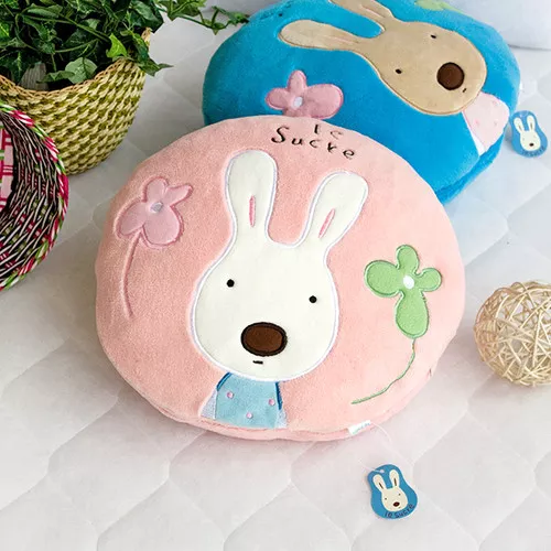 [Sugar Rabbit - Round Pink01] Blanket Pillow Cushion / Travel Pillow Blanket