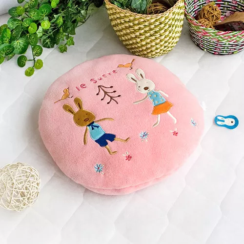 [Sugar Rabbit - Round Pink02] Blanket Pillow Cushion / Travel Pillow Blanket