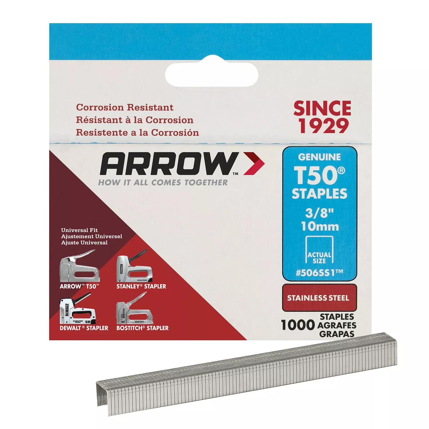 T50 Heavy-duty Stainless Steel Staple, 3/8 In. (1000-pack)
