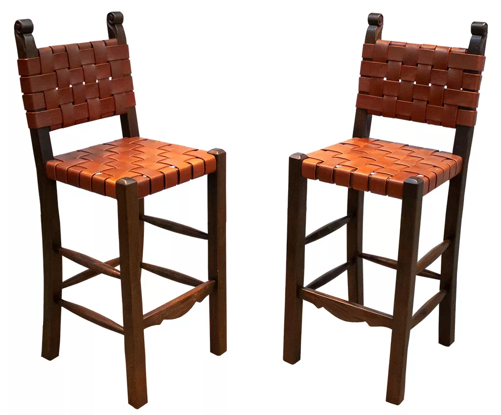 Taurino Leather Strap Western Barstools Set of 2