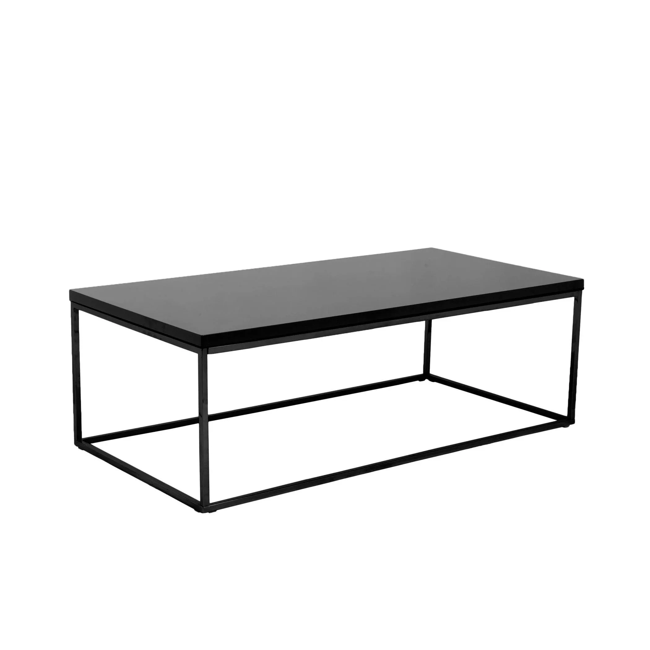 Teresa Rectangle Coffee Table in High Gloss Black with Matte Black Base