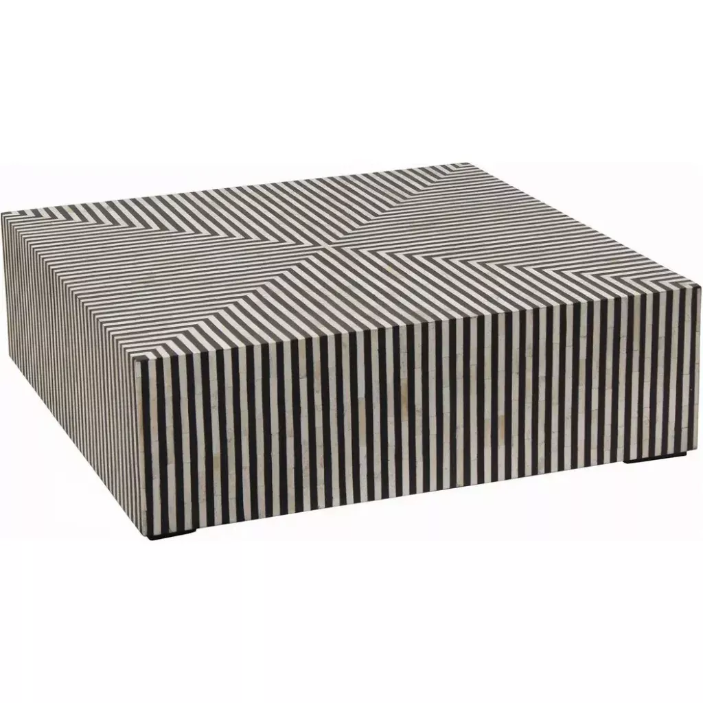 Terning Art Deco Bone Veneer Resin Square Coffee Table