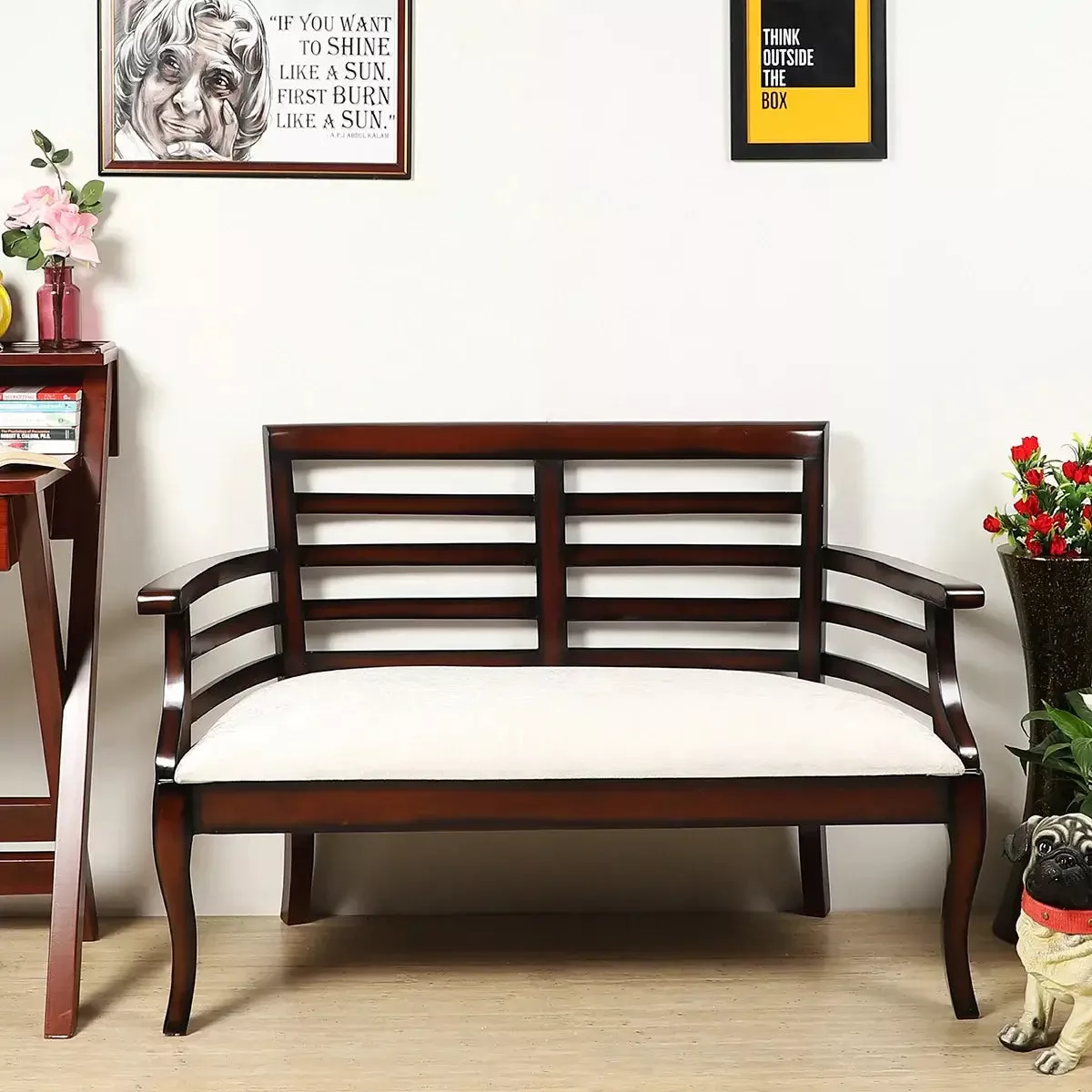 Toledo Solid Wood Love Sofa (Brown)