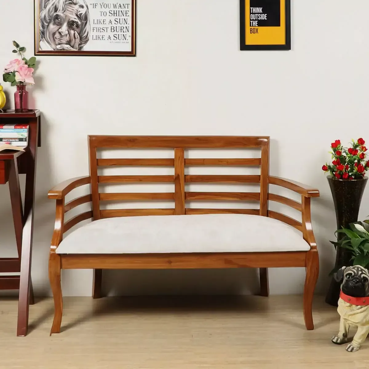 Toledo Solid Wood Love Sofa (Teak)