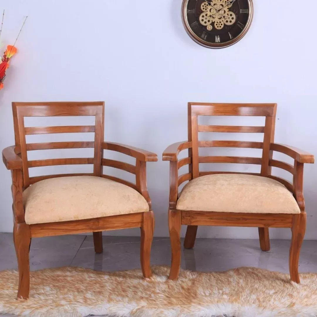 Toledo Teak Wood Arm Chairs (Teak)