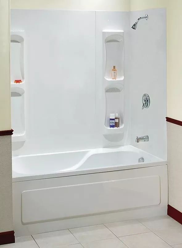 Utah 5-pc. Bathtub Wall Surround, Polystyrene, Glue Up Installation, White, 59 - 60 X 31.75 In. High