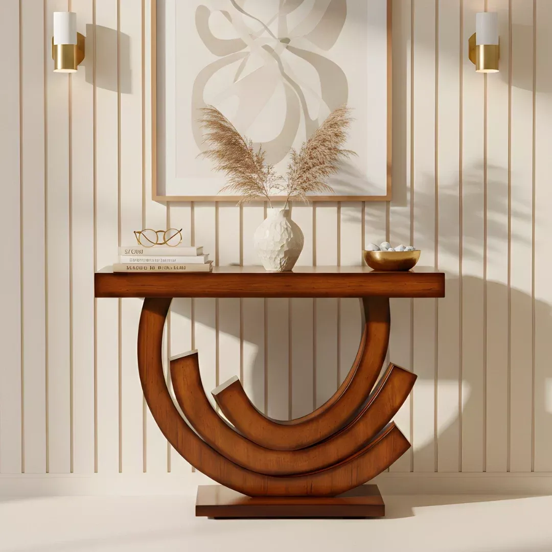 Warc Solid Wood Console Table (Teak)