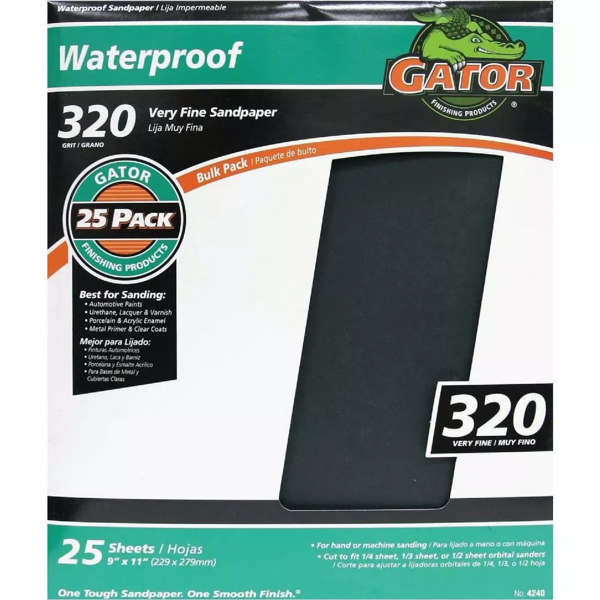 Waterproof 9 In. X 11 In. 320 Grit Very Fine Sandpaper (25-pack)