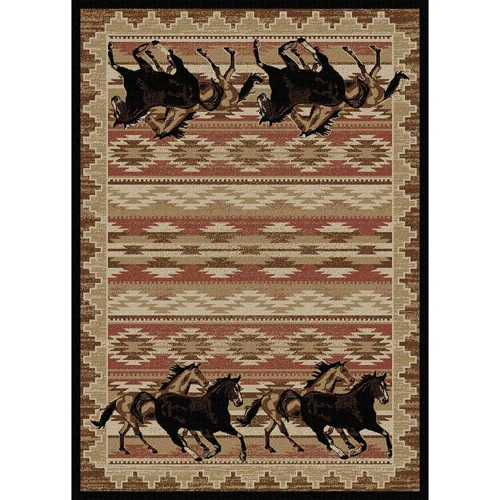 Western Escape Wild Horses Area Rug