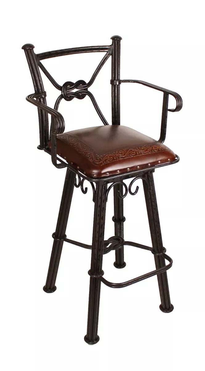 Western Iron Armed Barstools Classico Antique Brown Set of 2