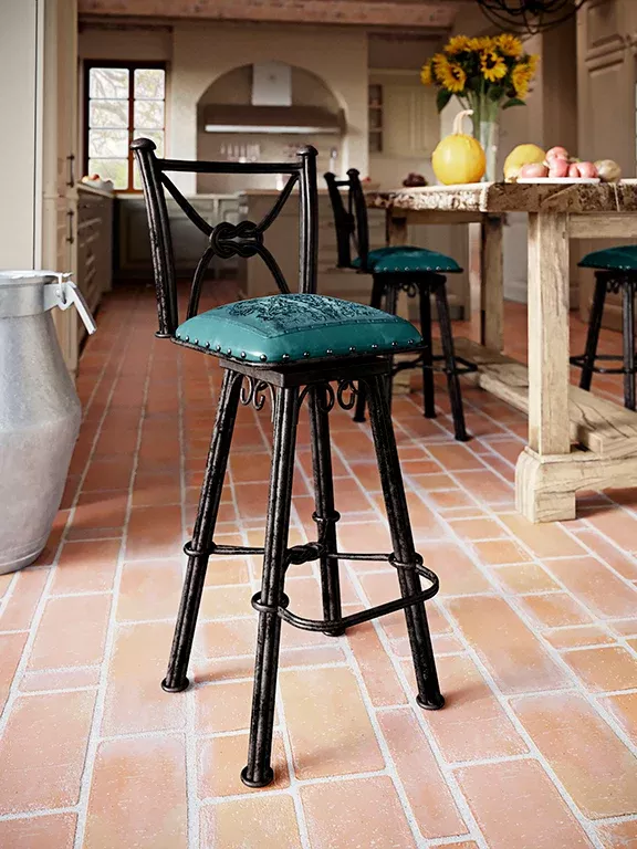 Western Iron Swivel Barstools Colonial Teal Set of 2