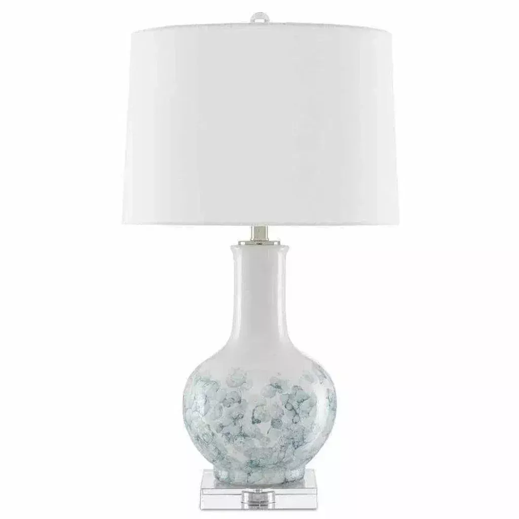 White Blue Clear Myrtle Table Lamp
