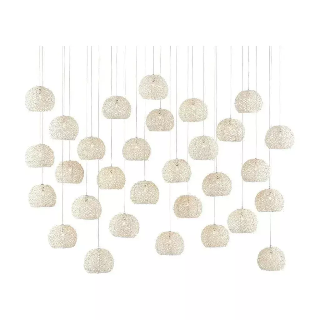 White Painted Silver Piero 30-Light Multi-Drop Pendant