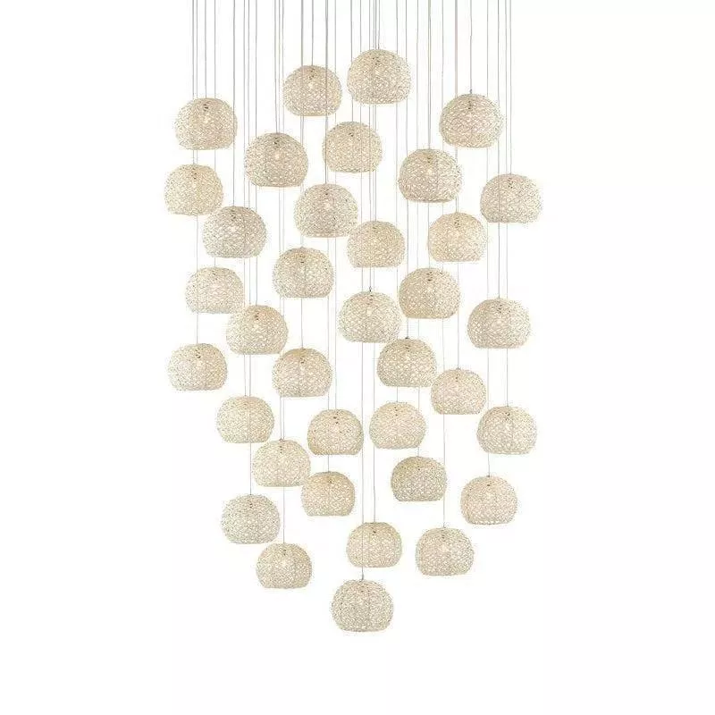 White Painted Silver Piero 36-Light Multi-Drop Pendant