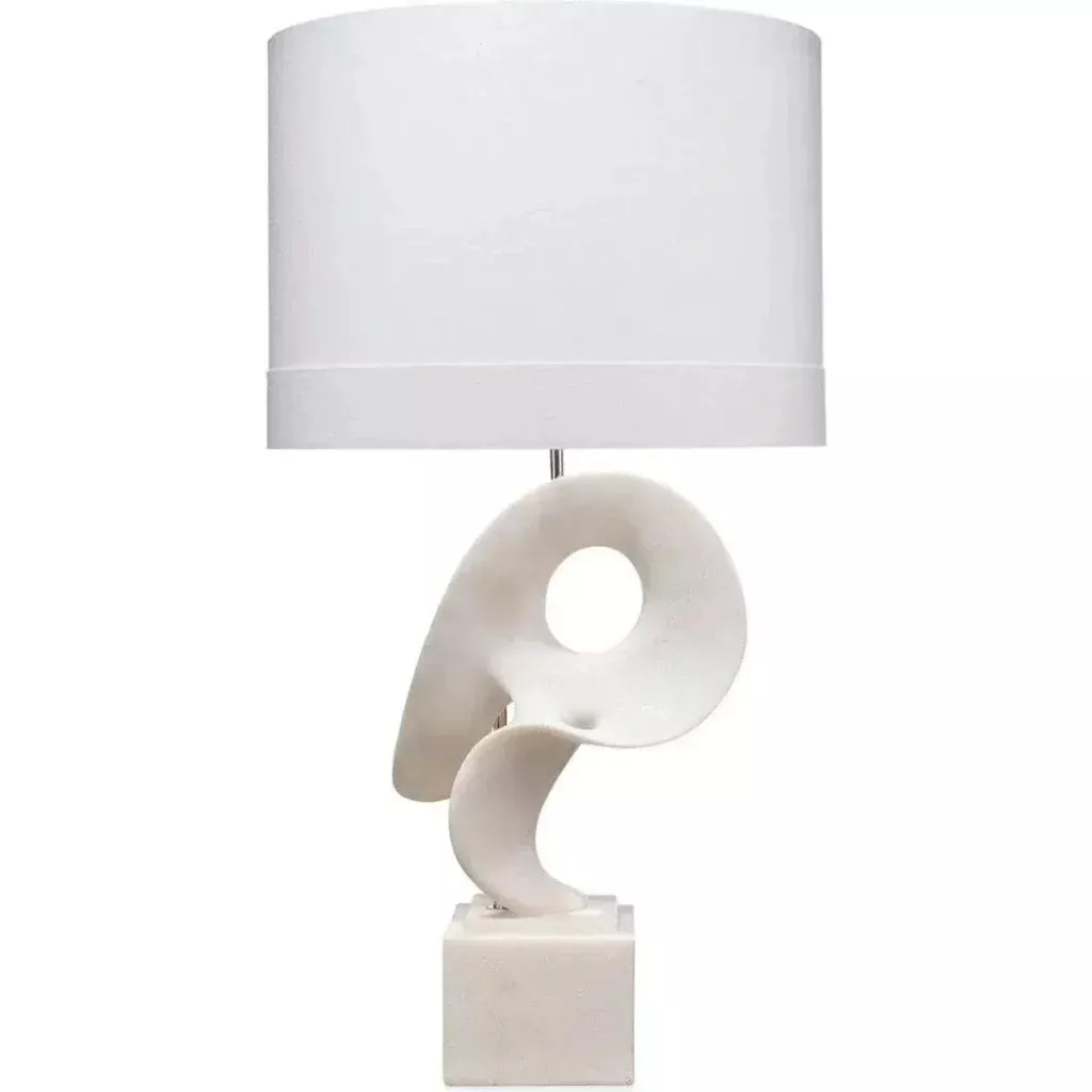 White Polyresin Obscure Table Lamp