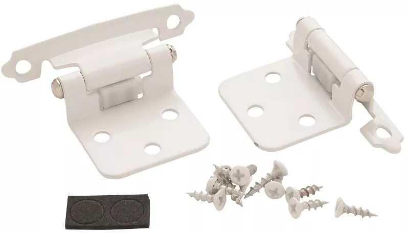 White Self-closing Face Mount Variable Overlay Hinge (2-pack)