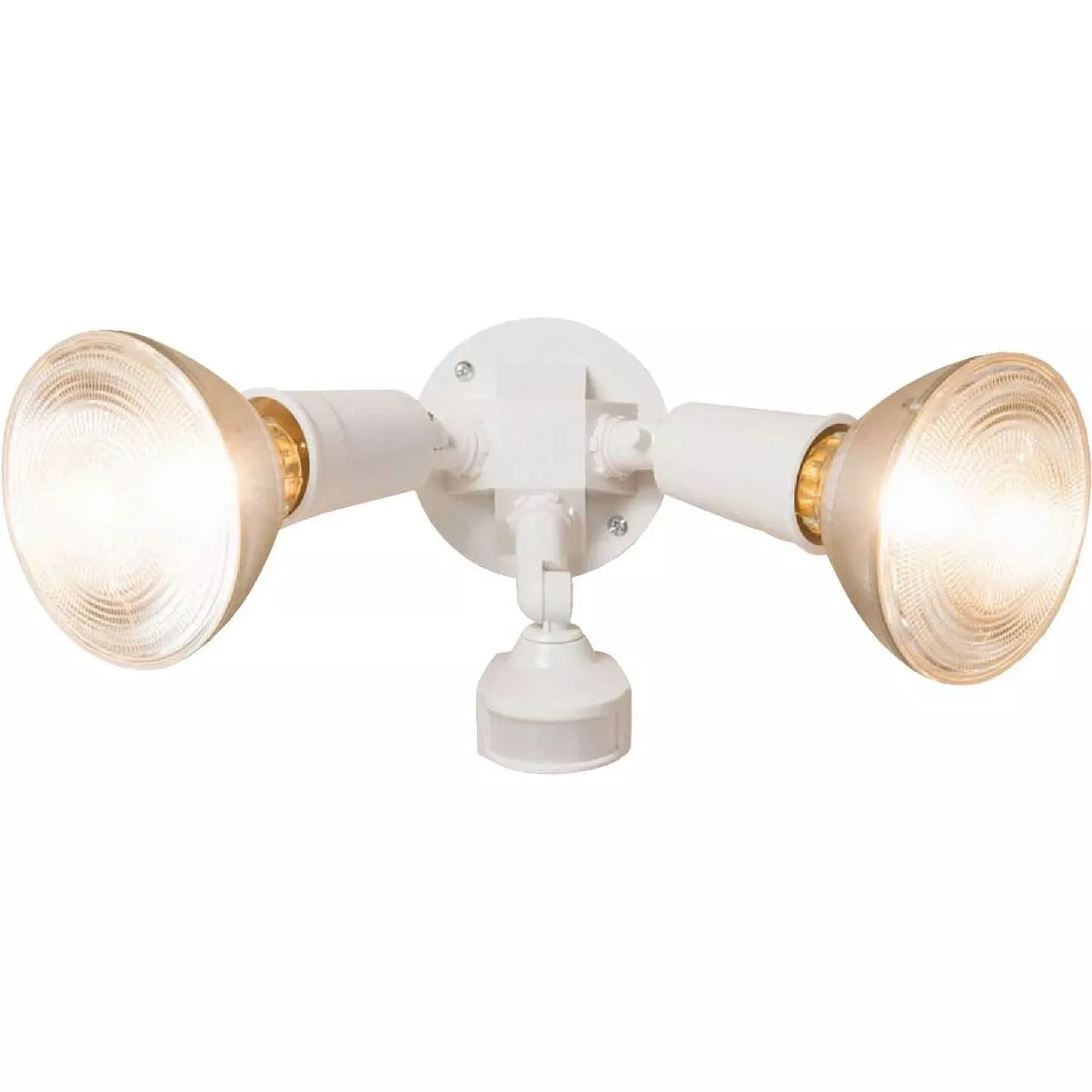 White Twin Motion Floodlight Fixture Es62w - 120v, Dusk To Dawn