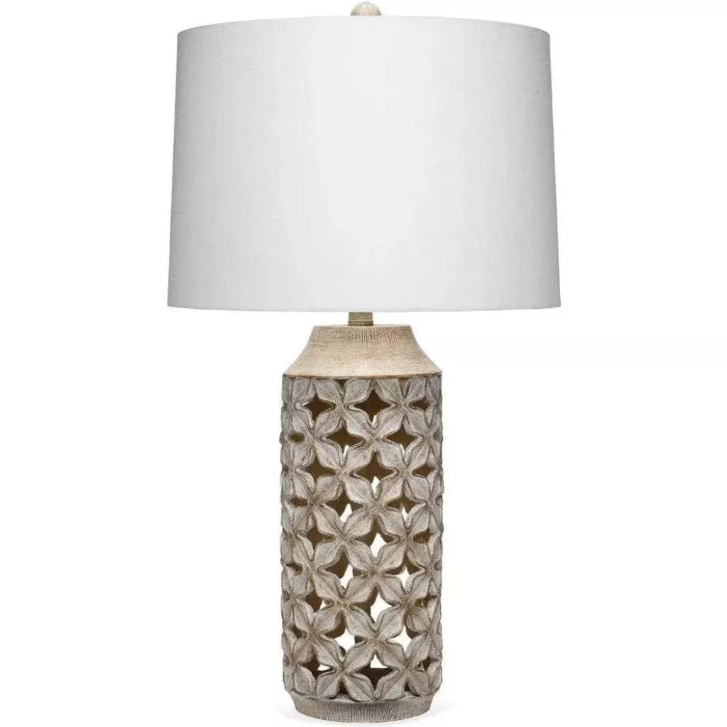 White Wash Resin Flora Table Lamp