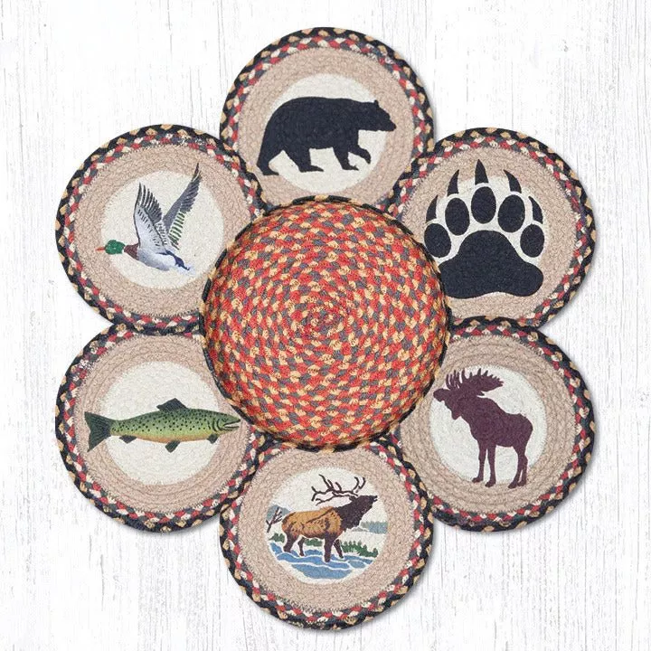 Wildlife Braided Jute Trivets/Basket Set