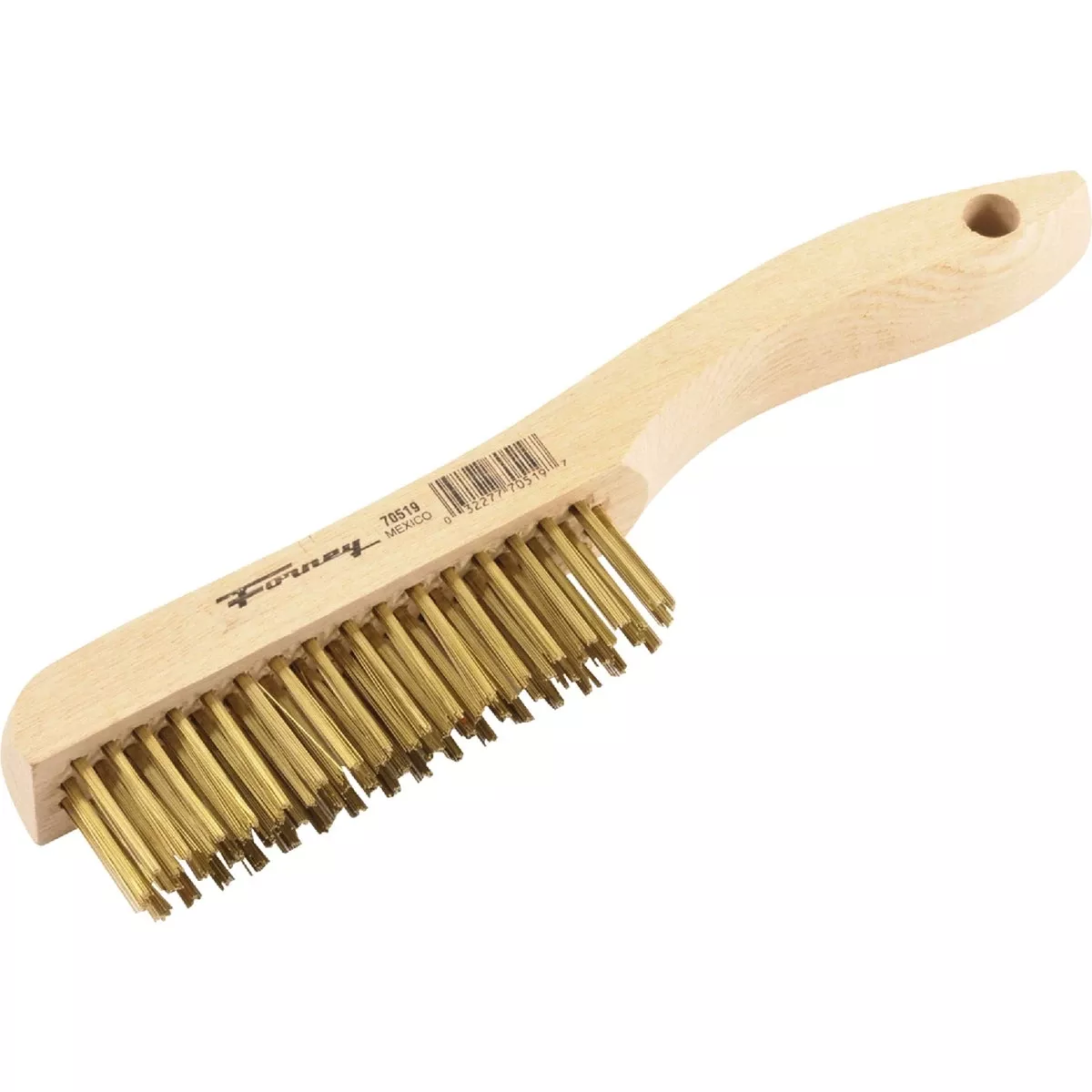 Wire Scratch Brush, Brass Bristles, Wood Handle, 10-1/4 In. Long