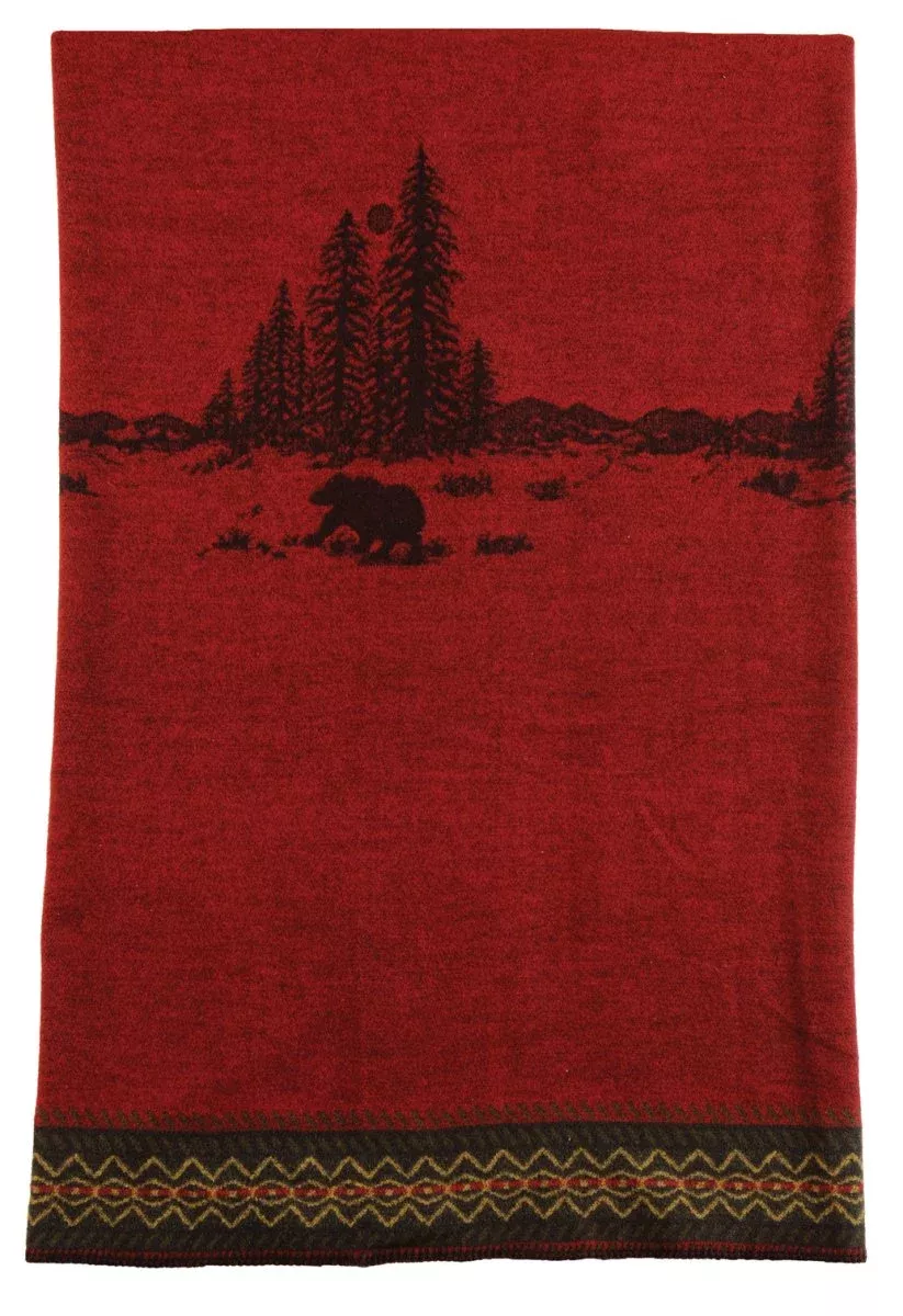 Wooded River Bear Luxury Wool Throw