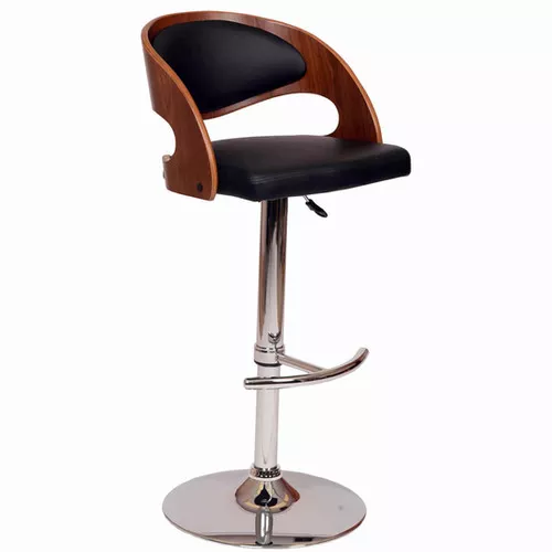 Wooden Open Back Barstool with Adjustable Pedestal Base