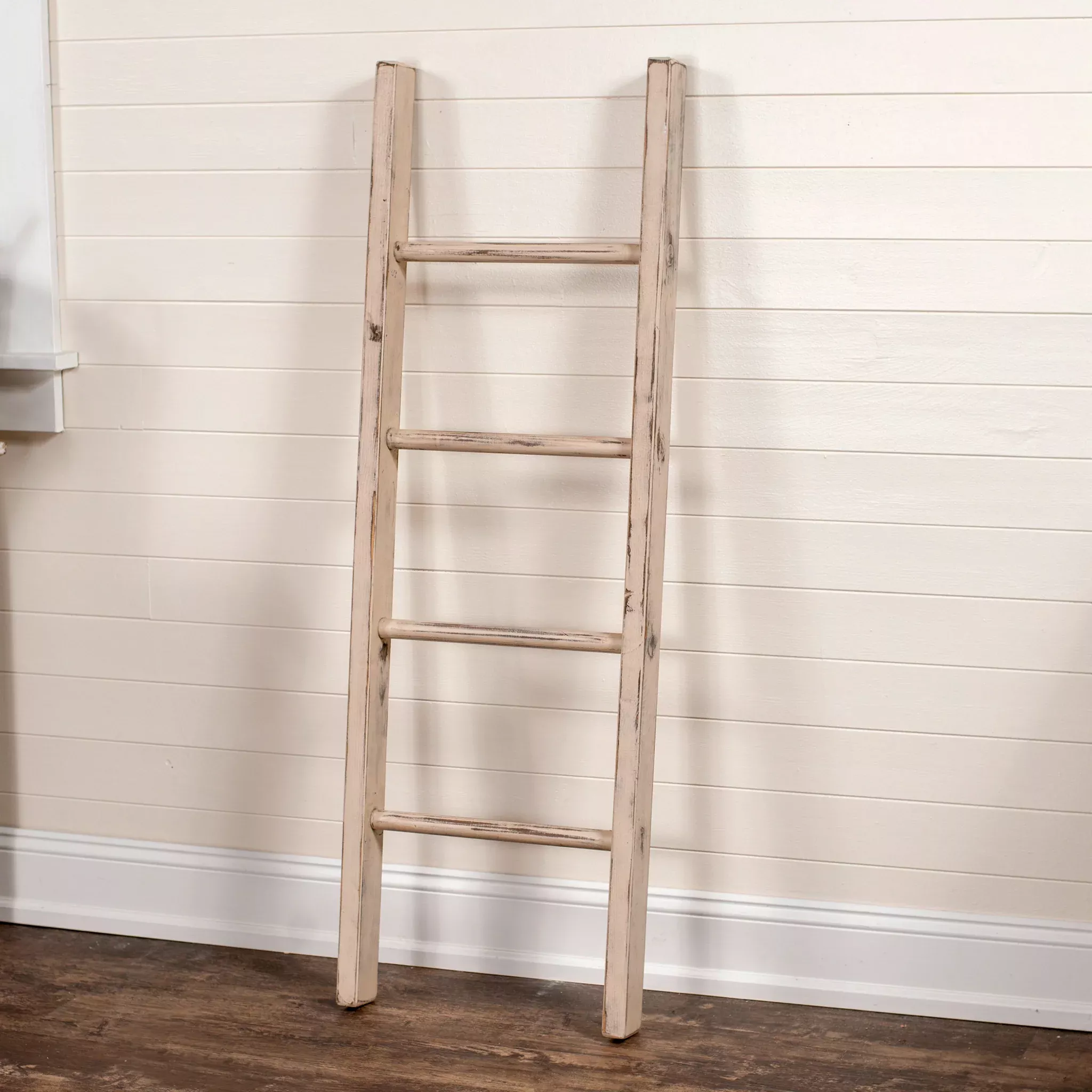 Worn White Wooden Ladder