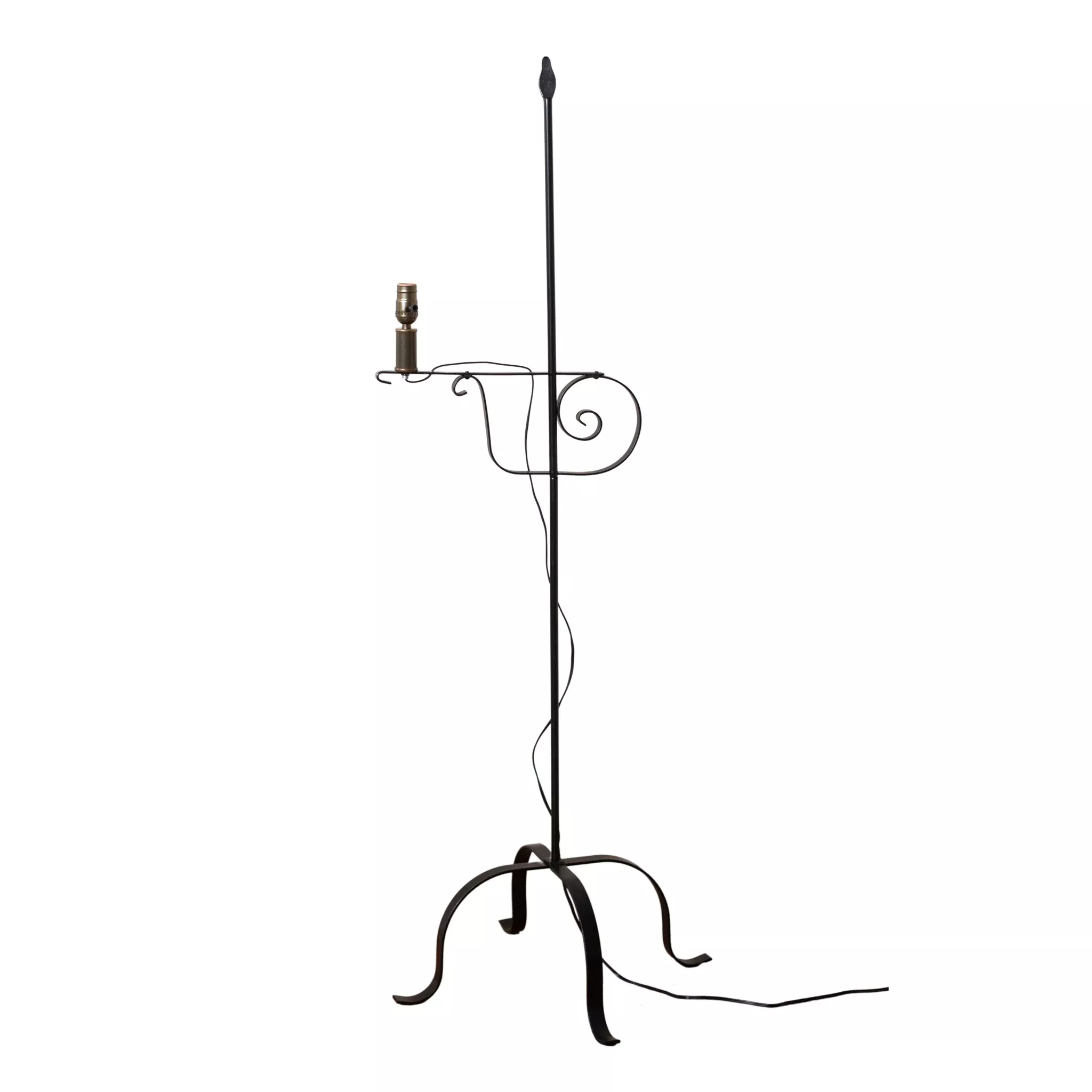 Wrought Iron Adjustable Floor Lamp with Flame Tip