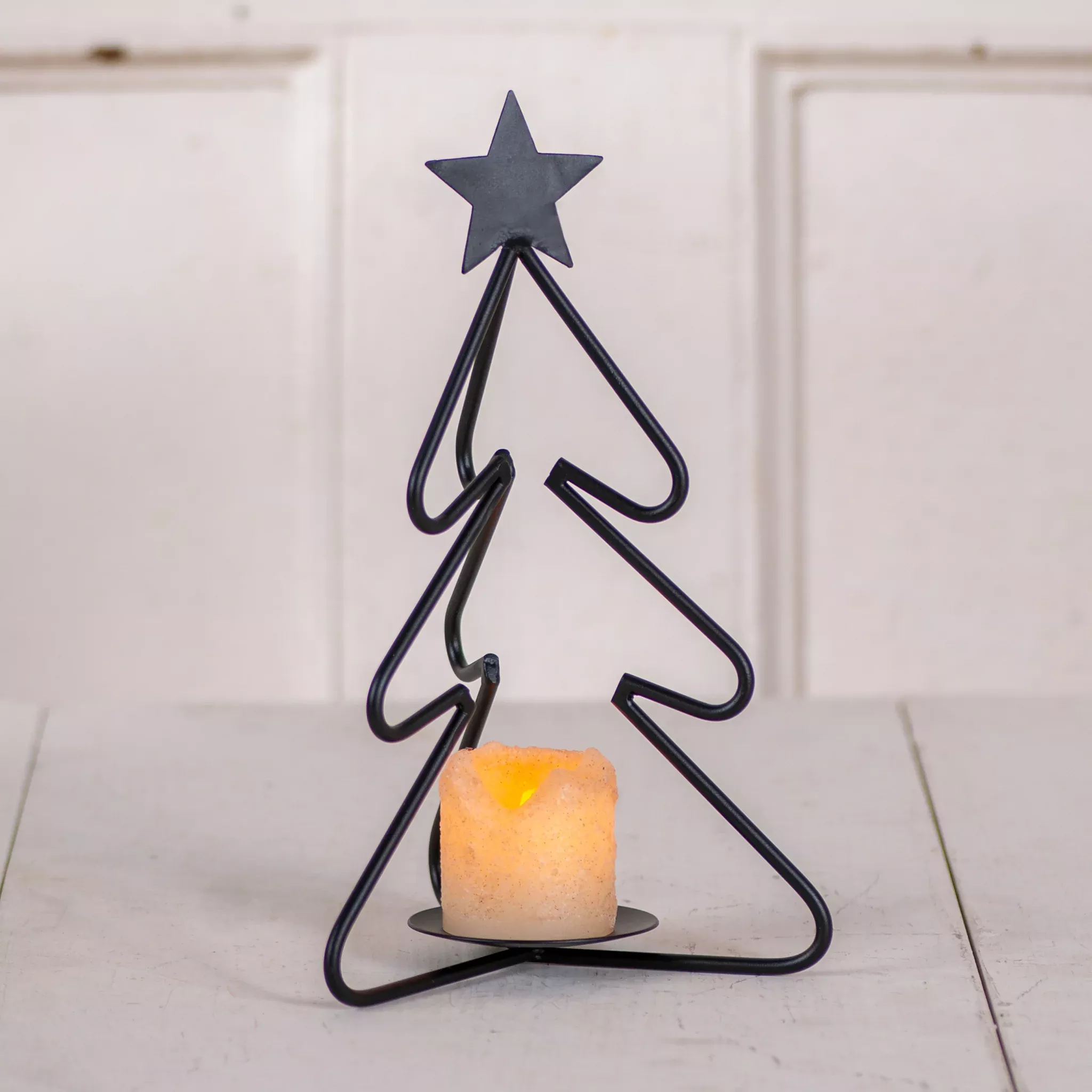 Wrought Iron Christmas Tree Votive/Tealight Holder