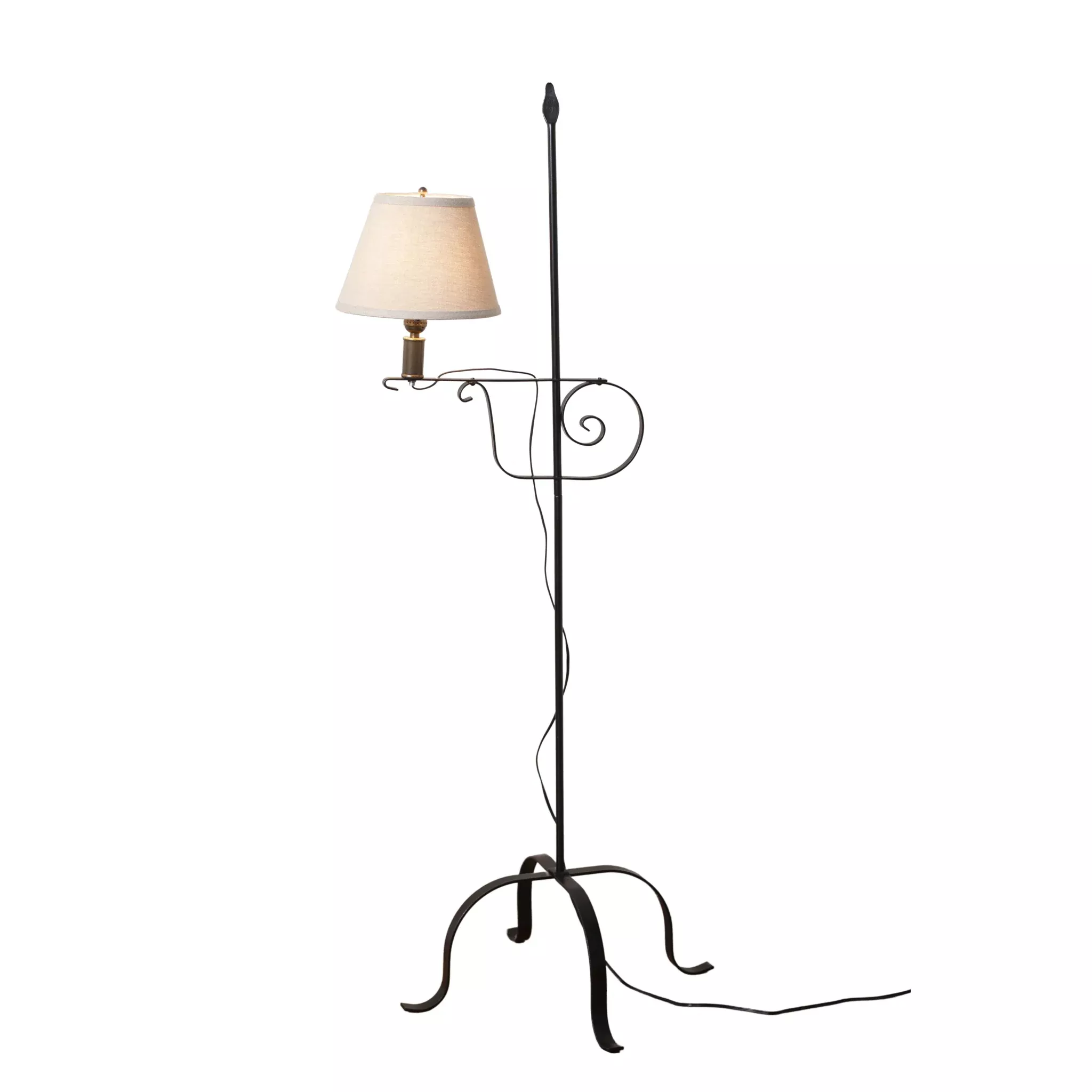 Wrought Iron Flame Tip Adjustable Floor Lamp with Shade