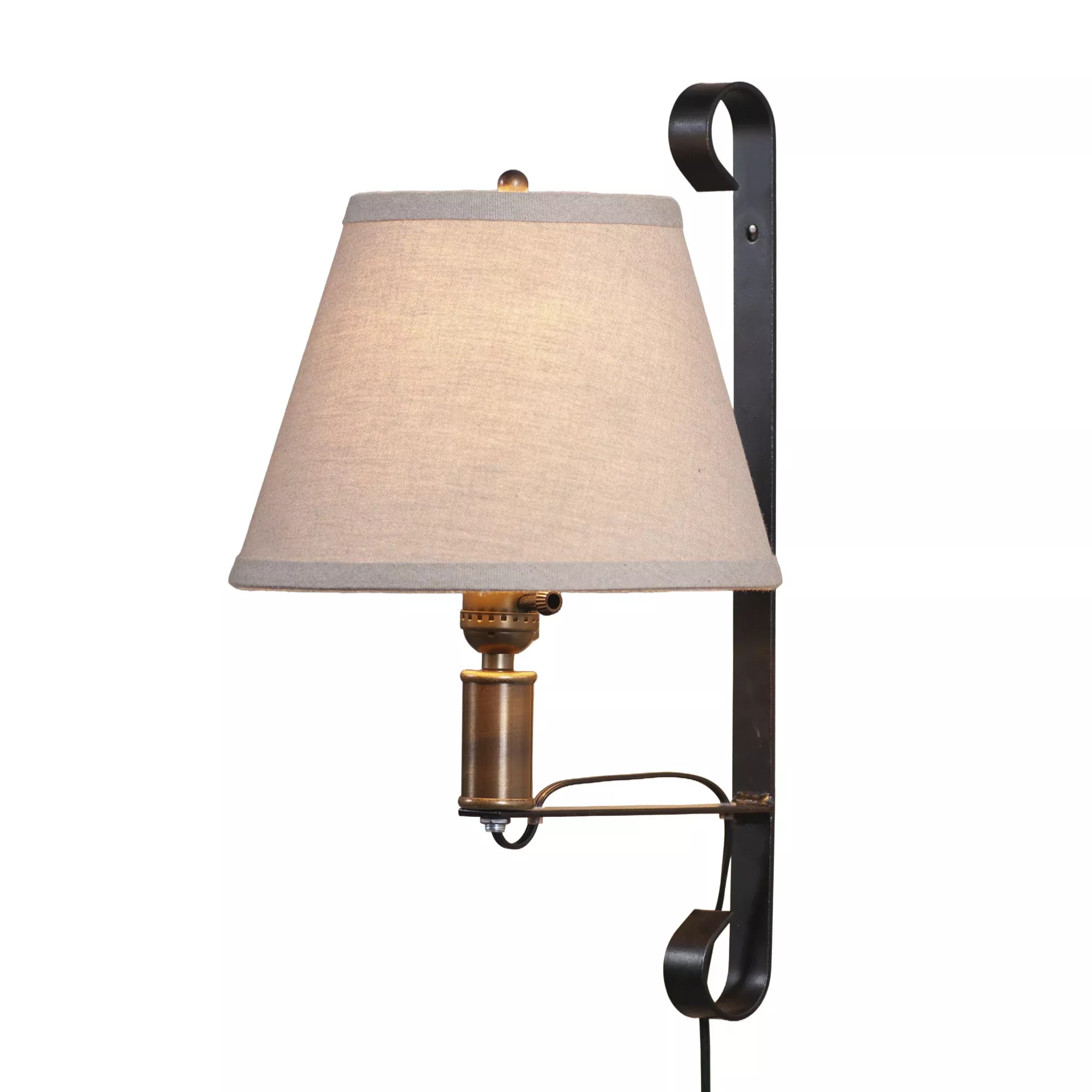 Wrought Iron Wall Lamp with Linen Shade
