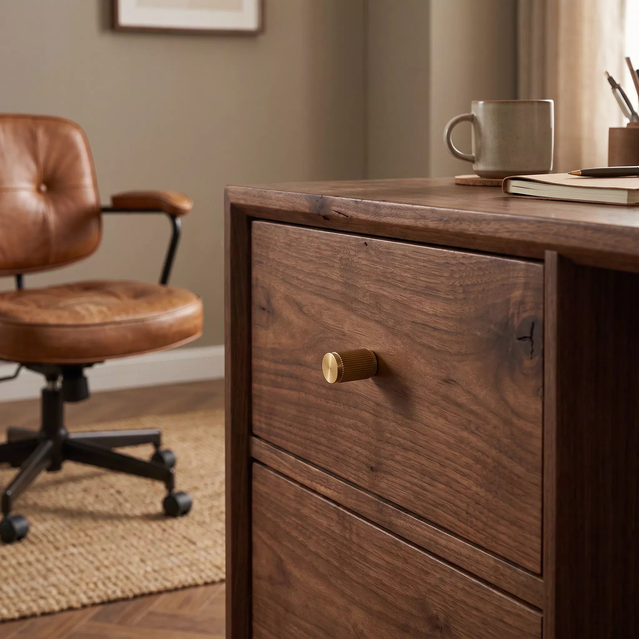 Yev Brass Cabinet Handles – Fluted Solid Brass Knobs & Pulls with Polished Finish