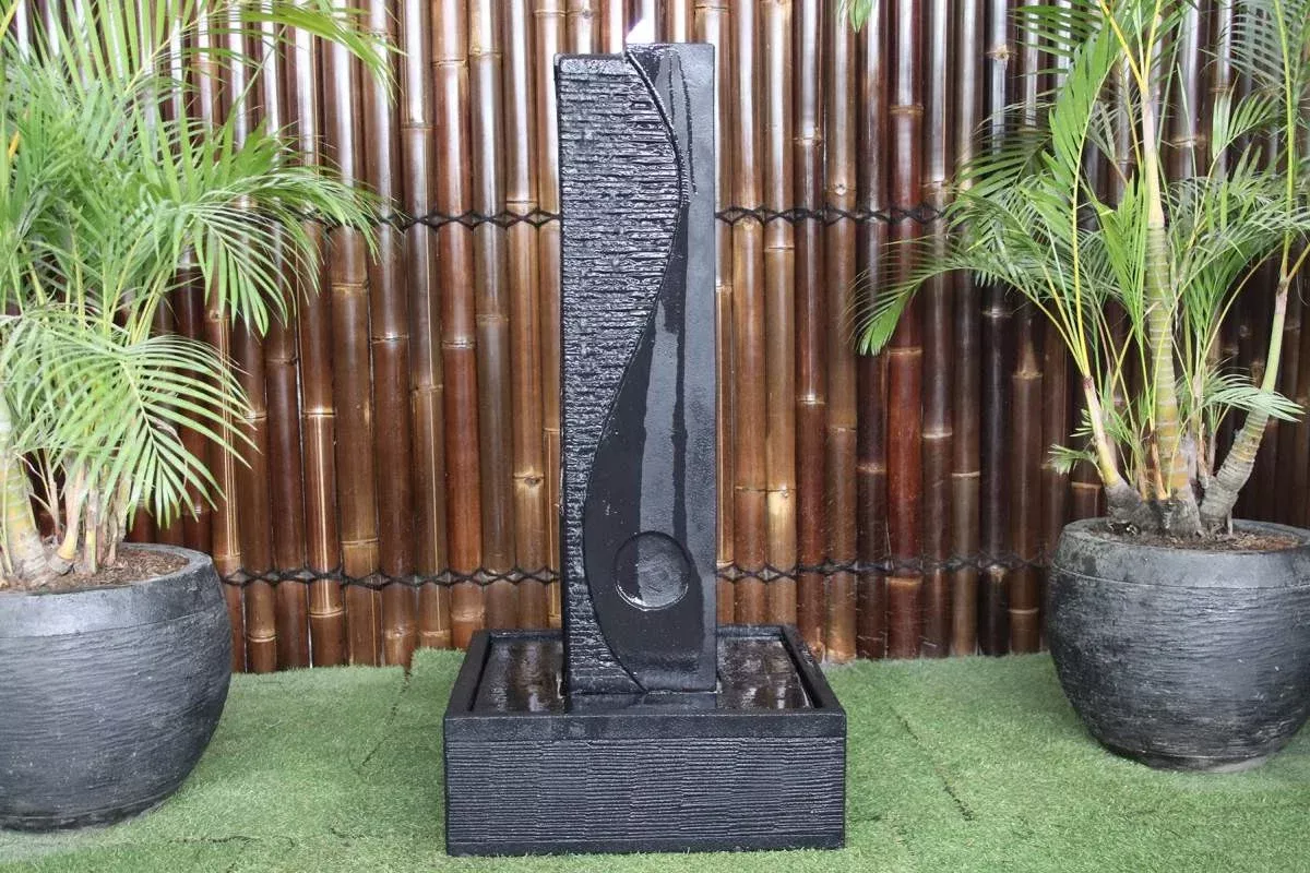 Ying Yang Fountain Concrete GRC Grey 49"