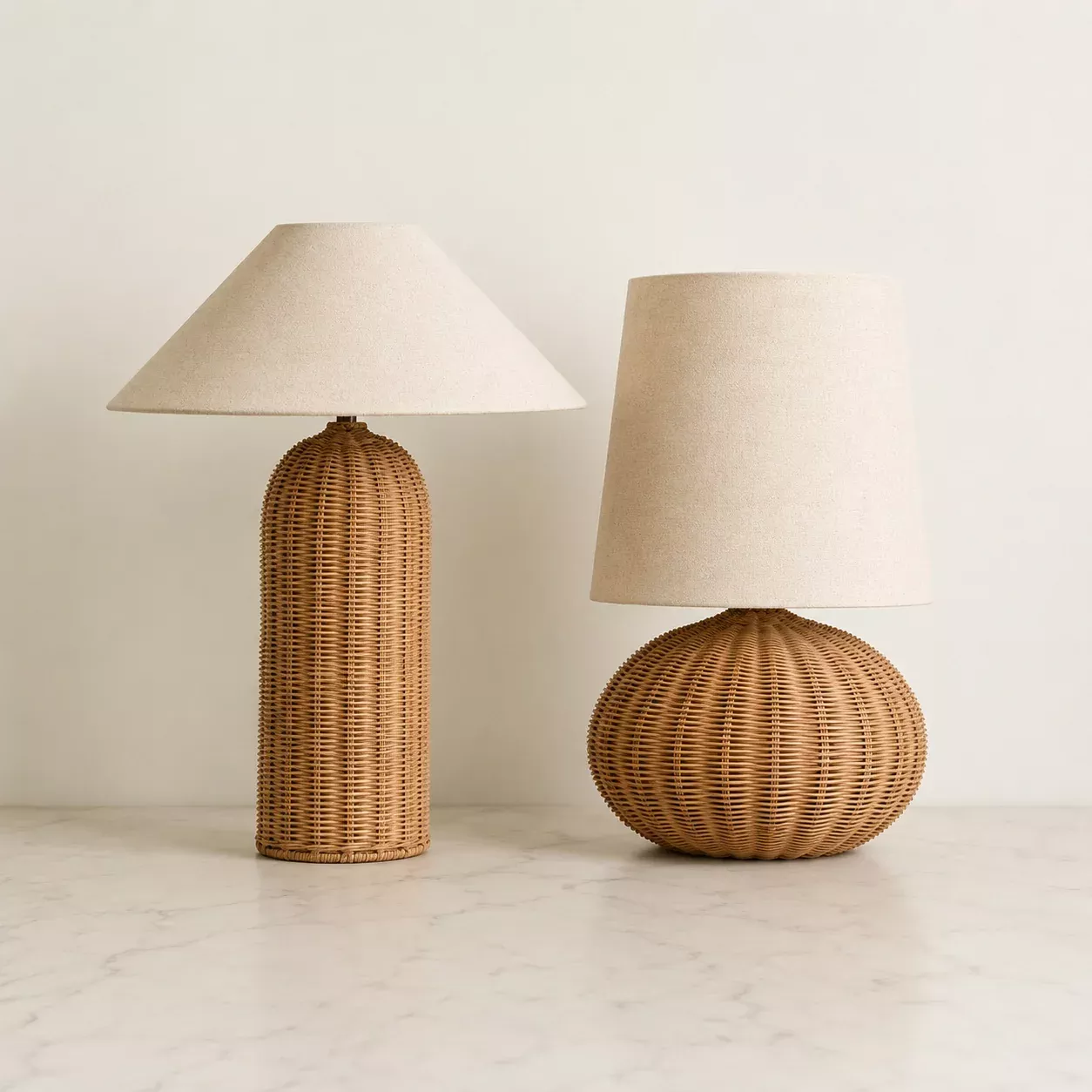 Yukihana Rattan Table Lamp - Handwoven Fabric Shade Lamp