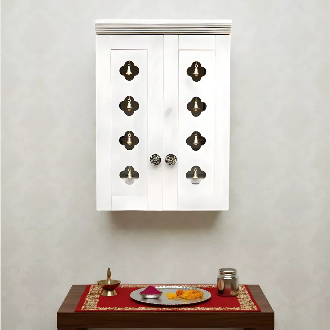 Ziantra Pooja Mandir with Door (White)