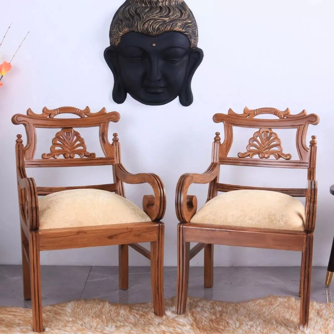 Zorano Teak Wood Arm Chairs (Teak Gold)
