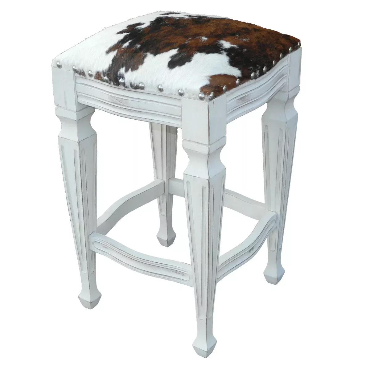 Zorro White Hair on Hide Barstool