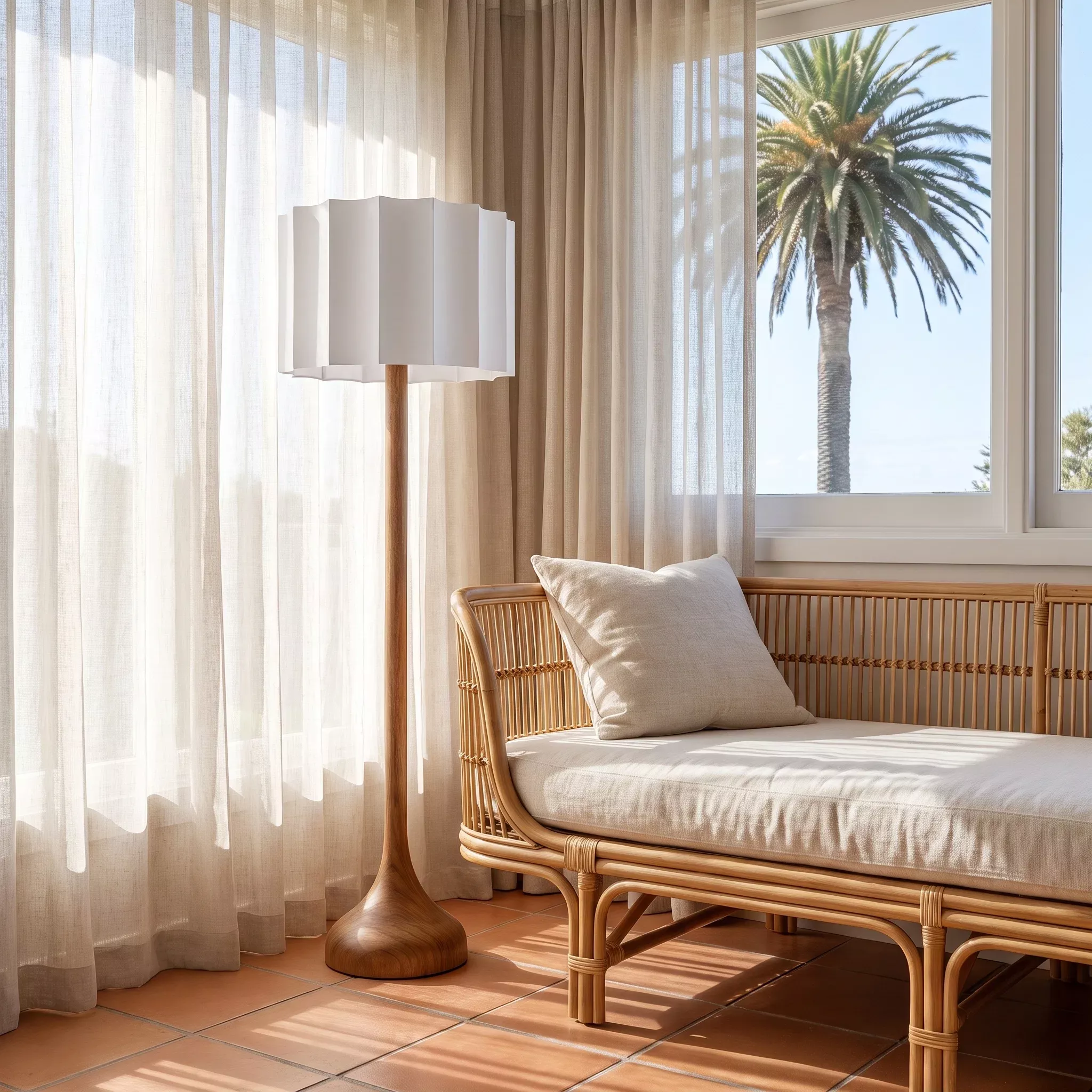 Zubi Tulip Shade Wooden Floor Lamp